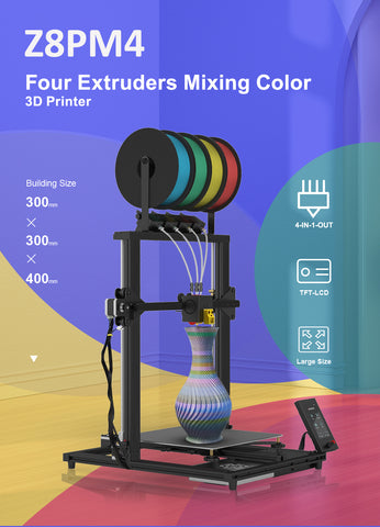 [视频] ZONESTAR Z8PM4Pro-MK2 2023最新升级多色4进1出 DIY套件3D打印机