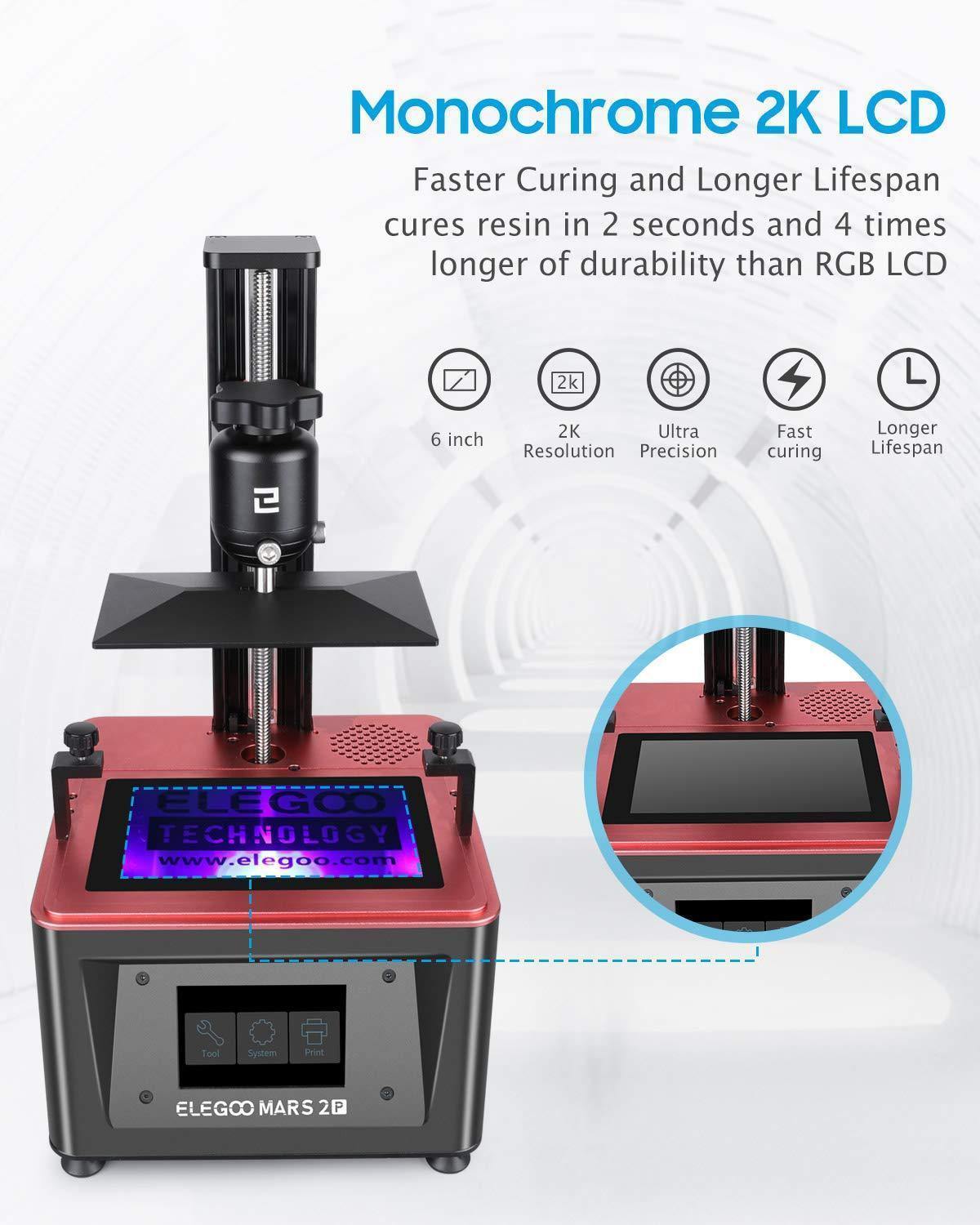 [视频] ELEGOO Mars 2 Pro 6.08寸2K 单色LCD光固化3D打印机