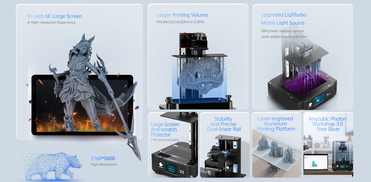[视频] Anycubic Photon Mono X 6Ks 9.1寸6K LCD光固化3D打印机