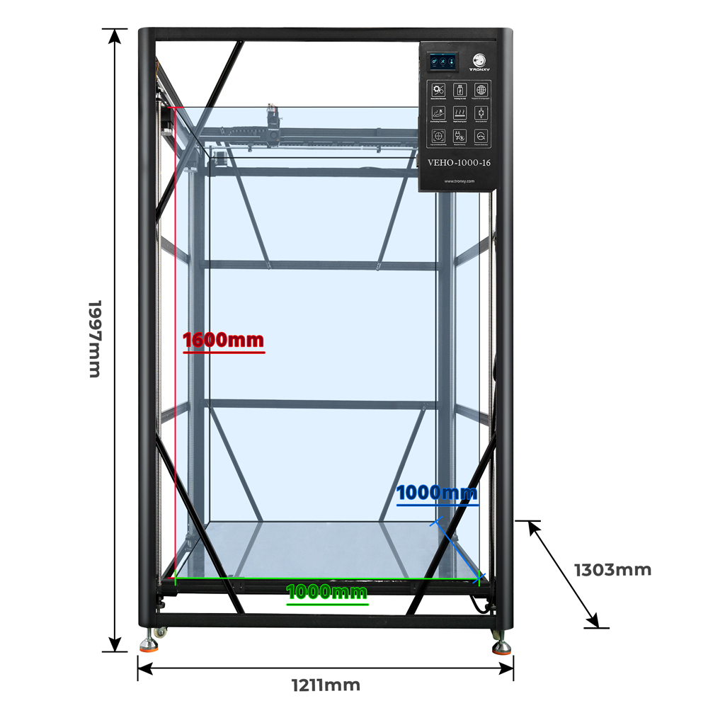 [视频] Tronxy VEHO-1000-16：1000x1000x1600mm 320°c 高温直驱3D打印机